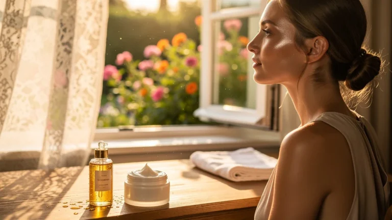 Pourquoi je préfère une huile précieuse à une crème riche en été, image naturelle et lumineuse