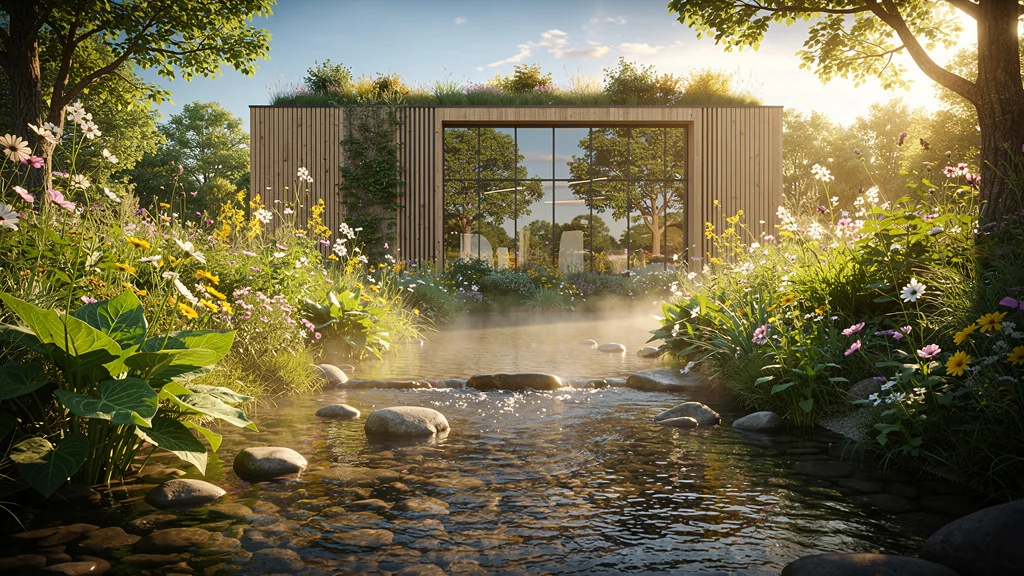 Paysage naturel hyper-réaliste reflétant l’engagement écologique du Groupe Rocher en 2024